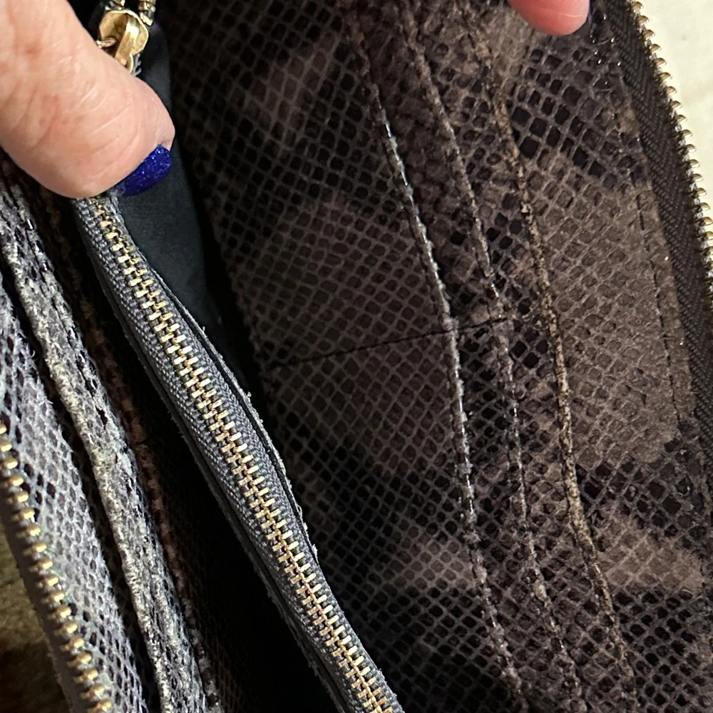 Tory Burch Charcoal Snake Print Wallet with New Tory Burch Dustbag